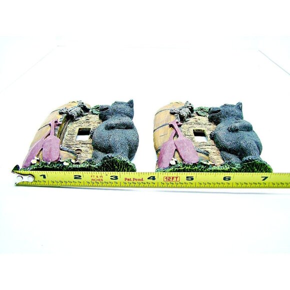 2 Resin Black Bear Canoe Single Light Switch Cover - Picture 5 of 7